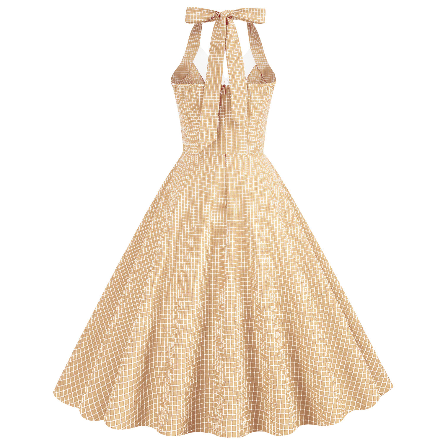 1950s Halter Dresses for Women with Pockets Vintage Cocktail Swing Dress